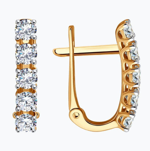 14K Gold Diamond Huggie Earrings, Minimalist Fine Jewelry